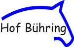 Logo von Hof Bühring mit Pferdekopf-Silhouette